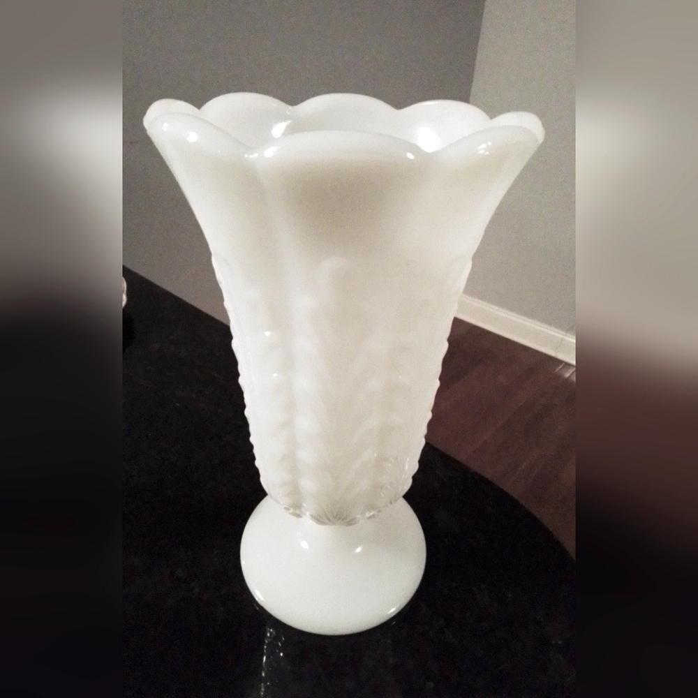 E.O. Brody Co M5200 Milk Glass Vase (around 12" in height, around 3.5" to 4"w)